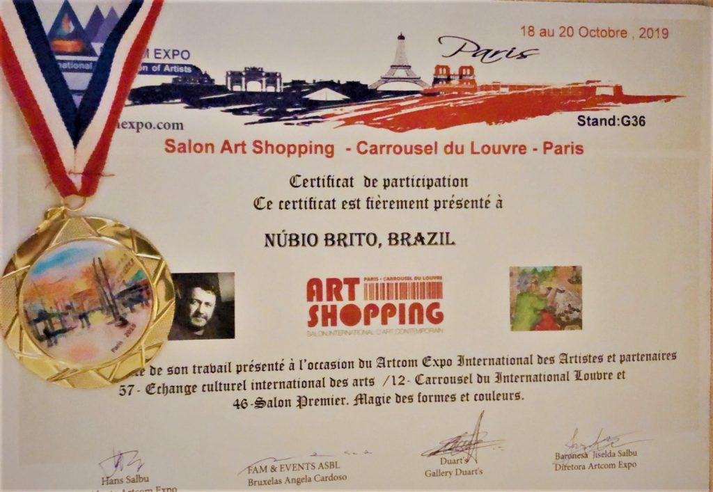 Nubio-Certificado-de-participação-na-Exposição-do-Carroucel-du-Louvre-em-Paris-e-a-medalha-de-ouro-1024x707 Obra do tocantinense Núbio Brito é premiada em Paris