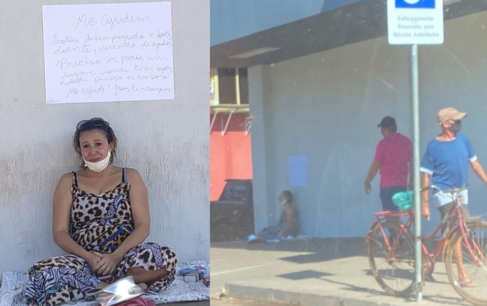 Formoso-Liah-Pinheiro Jornalista Lia Pinheiro pede ajuda em porta de banco para sair de Formoso do Araguaia