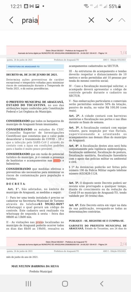 Screenshot_20210624-122151_Samsung-Notes-461x1024 Prefeito de Araguanã publica Decreto autorizando temporada de praia