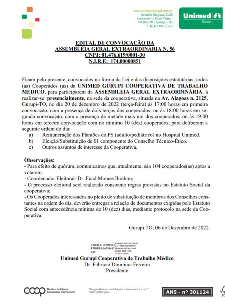 Edital-Unimed-ok-760x1024 UNIMED GURUPI PUBLICA EDITAL DE CONVOCAÇÃO DA ASSEMBLÉIA GERAL EXTRAORDINÁRIA