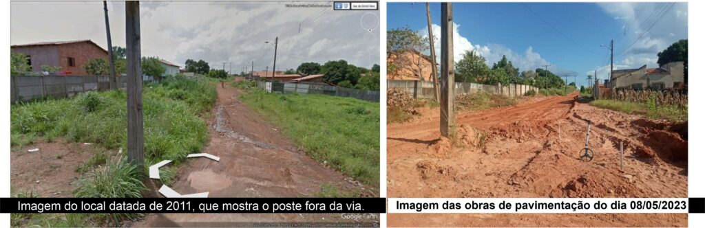 Poste-1024x332 Poste no meio da Rua: Energisa diz que poste estava fora a via antes de ser pavimentada em Colinas do Tocantins